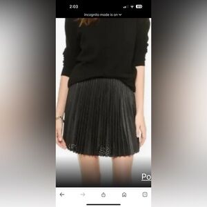 Club Monaco black pleated faux leather skirt 0